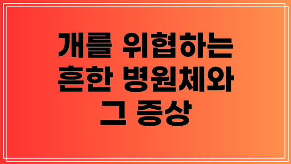 개를 위협하는 흔한 병원체와 그 증상