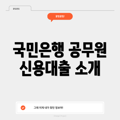 국민은행 공무원 신용대출 소개