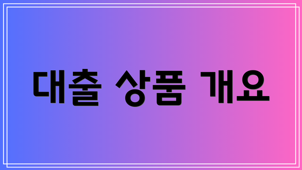 대출 상품 개요