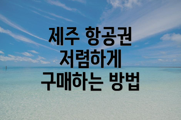 제주 항공권 저렴하게 구매하는 방법