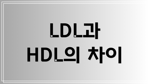 LDL과 HDL의 차이