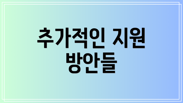 추가적인 지원 방안들