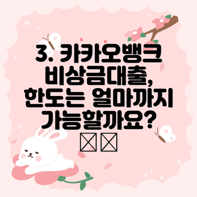3. 카카오뱅크 비상금대출, 한도는 얼마까지 가능할까요? 💰🧮