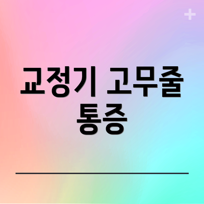 교정기 고무줄 통증