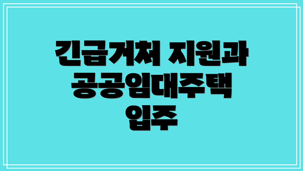 긴급거처 지원과 공공임대주택 입주