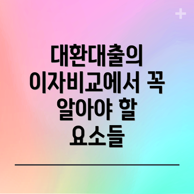 대환대출의 이자비교에서 꼭 알아야 할 요소들