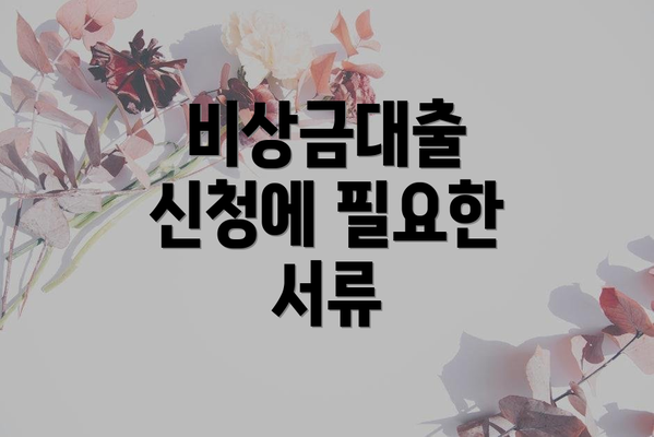 비상금대출 신청에 필요한 서류