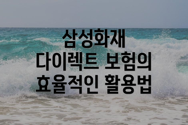 삼성화재 다이렉트 보험의 효율적인 활용법
