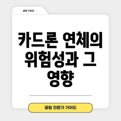 카드론 연체의 위험성과 그 영향