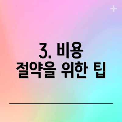 3. 비용 절약을 위한 팁