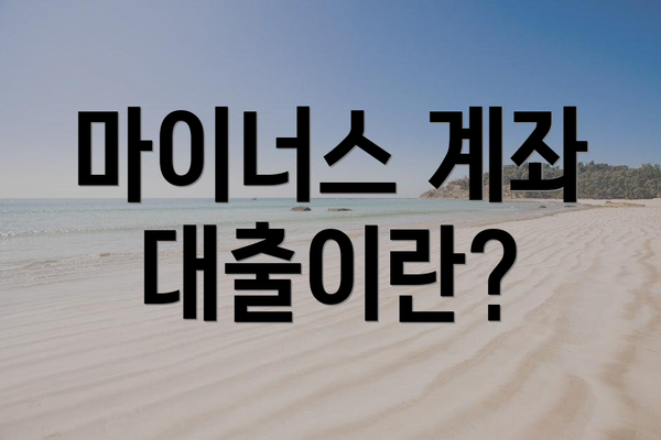 마이너스 계좌 대출이란?