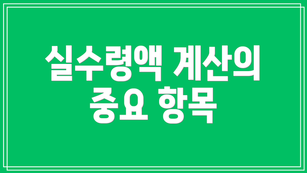 실수령액 계산의 중요 항목