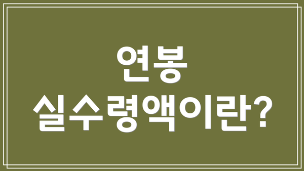 연봉 실수령액이란?
