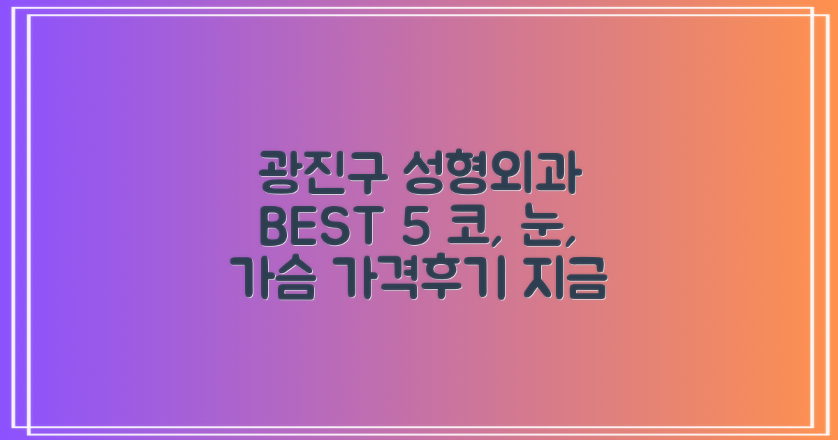서울 광진구 성형외과 BEST 5: 코, 눈, 가슴 수술 가격 및 후기 총정리