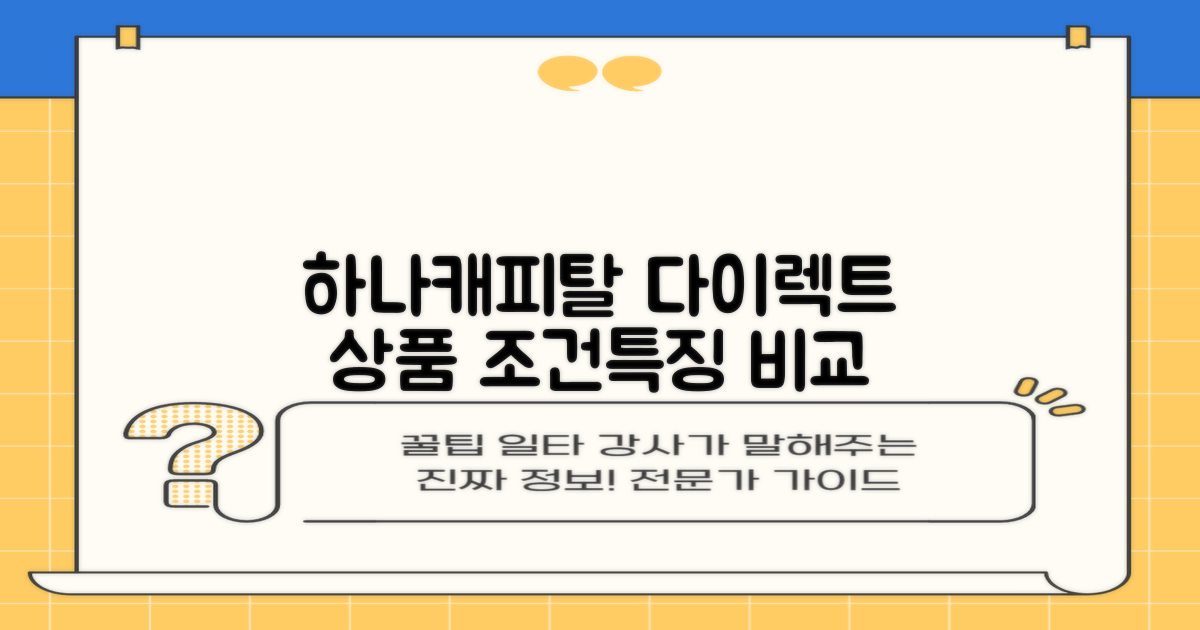 하나캐피탈 다이렉트 상품별 조건 및 특징 비교